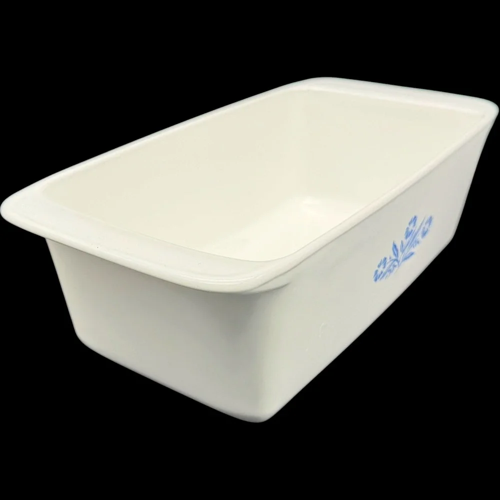 Corning Ware Blue Cornflower Loaf Pan P-315 2 QT Vintage White Rectangular Baker